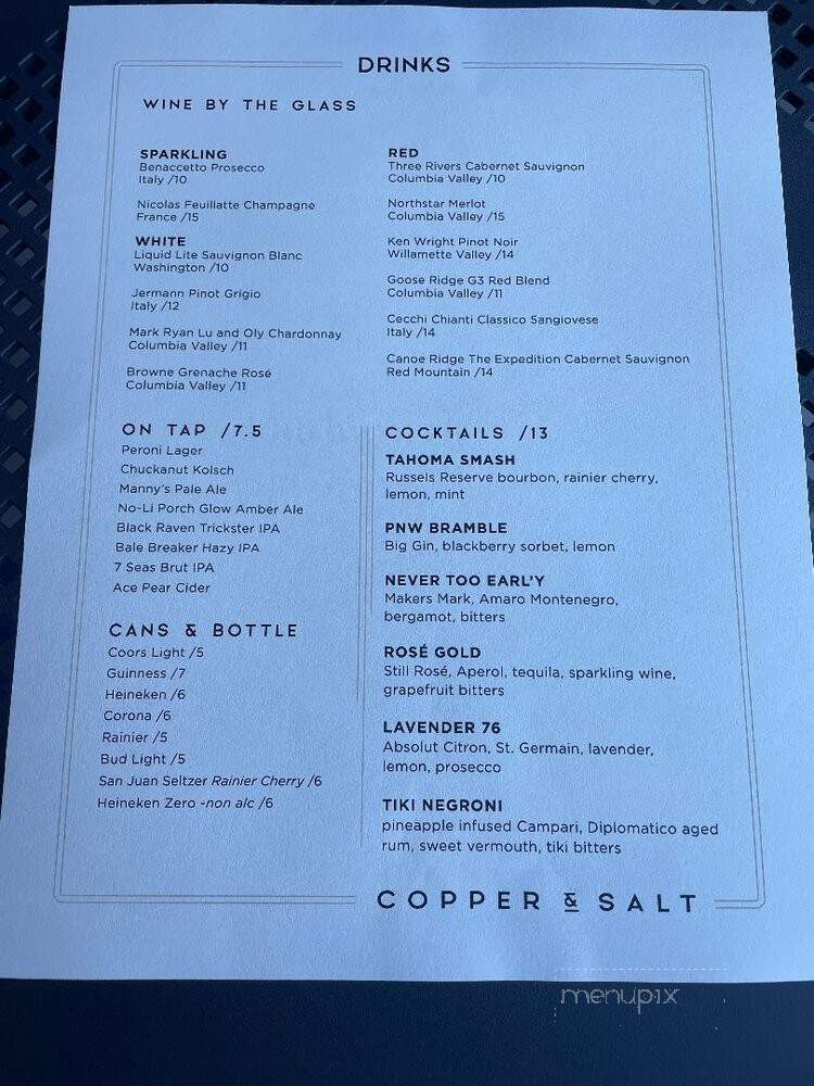 Copper and Salt Northwest Kitchen - Ruston, WA menu_pic