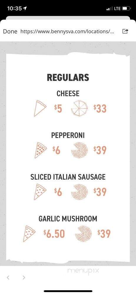 Benny Montanaro's - Casper, WY menu_pic