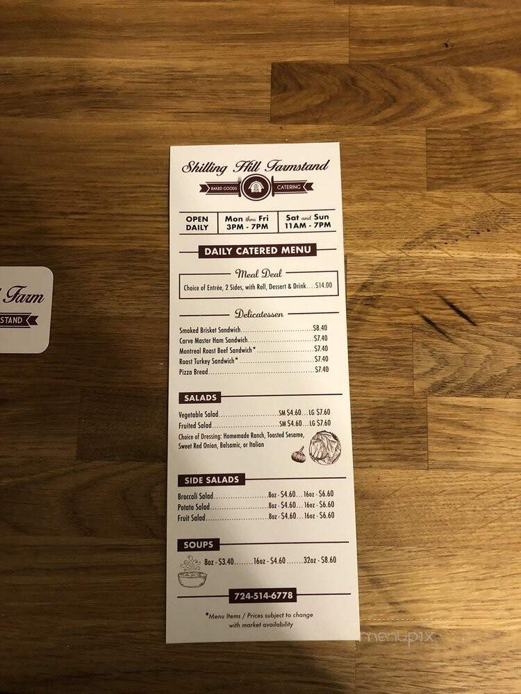 Shilling Hill Farm Catering - Washington, PA menu_pic