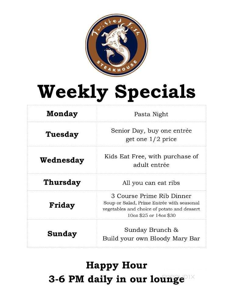 Twisted Fish Steakhouse - Seaside, OR menu_pic