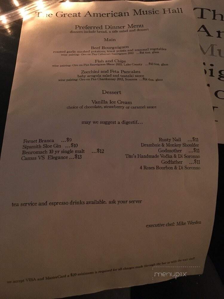 Great American Music Hall - San Francisco, CA menu_pic