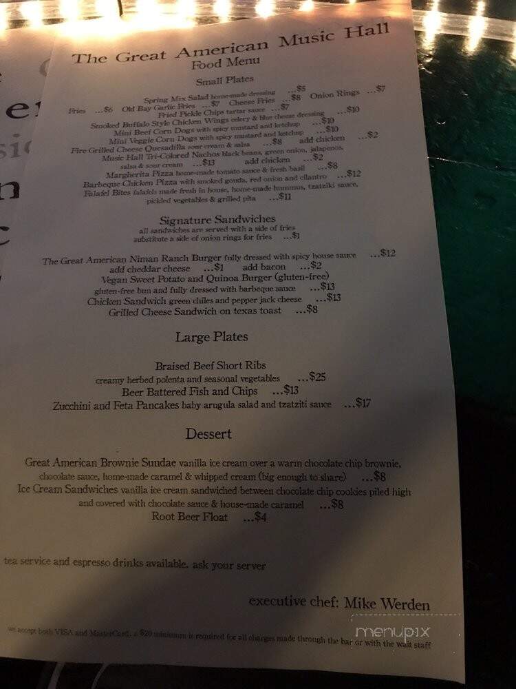 Great American Music Hall - San Francisco, CA menu_pic