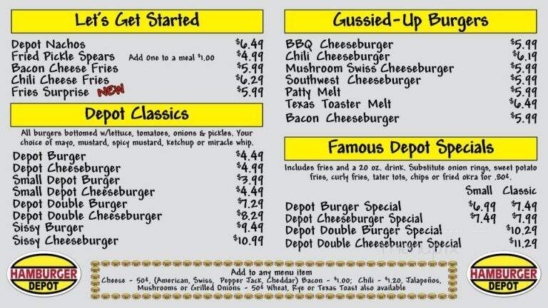 Hamburger Depot - Nederland, TX menu_pic