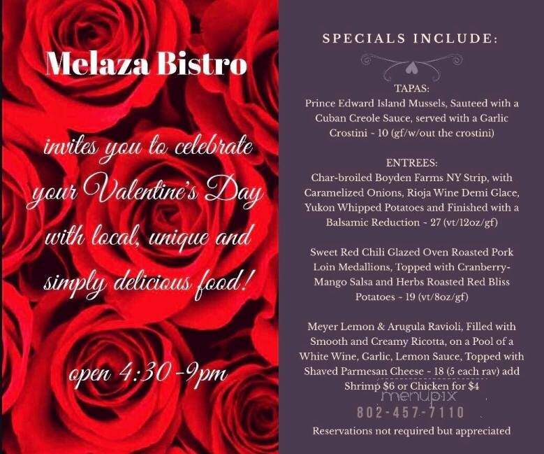 Melaza Caribbean Bistro - Woodstock, VT menu_pic