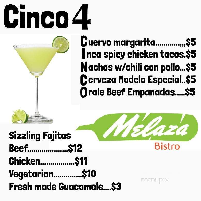 Melaza Caribbean Bistro - Woodstock, VT menu_pic