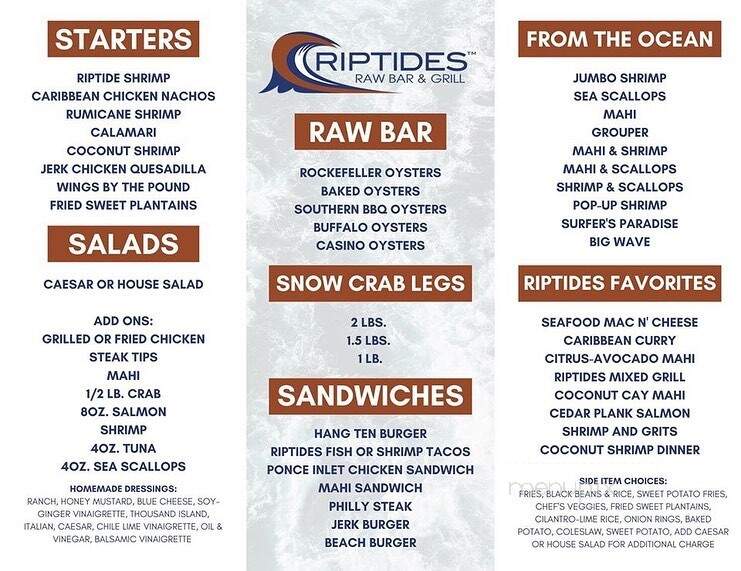 Riptides Raw Bar Grill - Ormond Beach, FL menu_pic