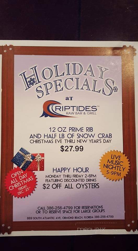 Riptides Raw Bar Grill - Ormond Beach, FL menu_pic