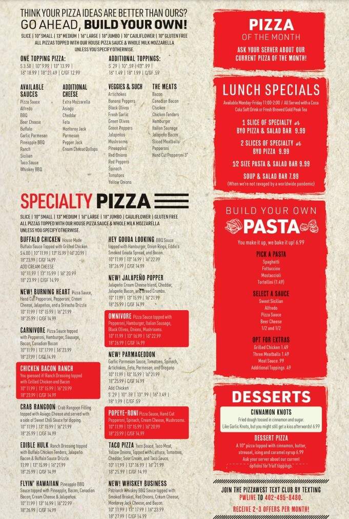 Pizza West - La Vista, NE menu_pic
