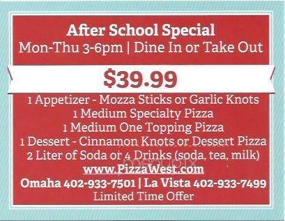 Pizza West - La Vista, NE menu_pic
