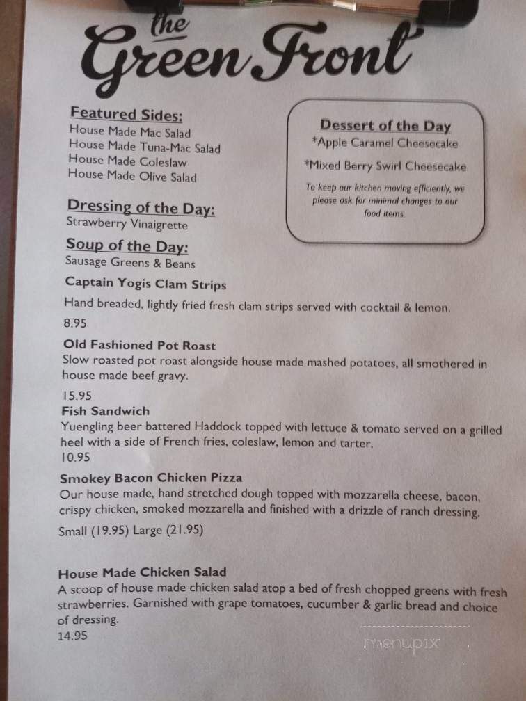 Green Front Restaurant - Canandaigua, NY menu_pic