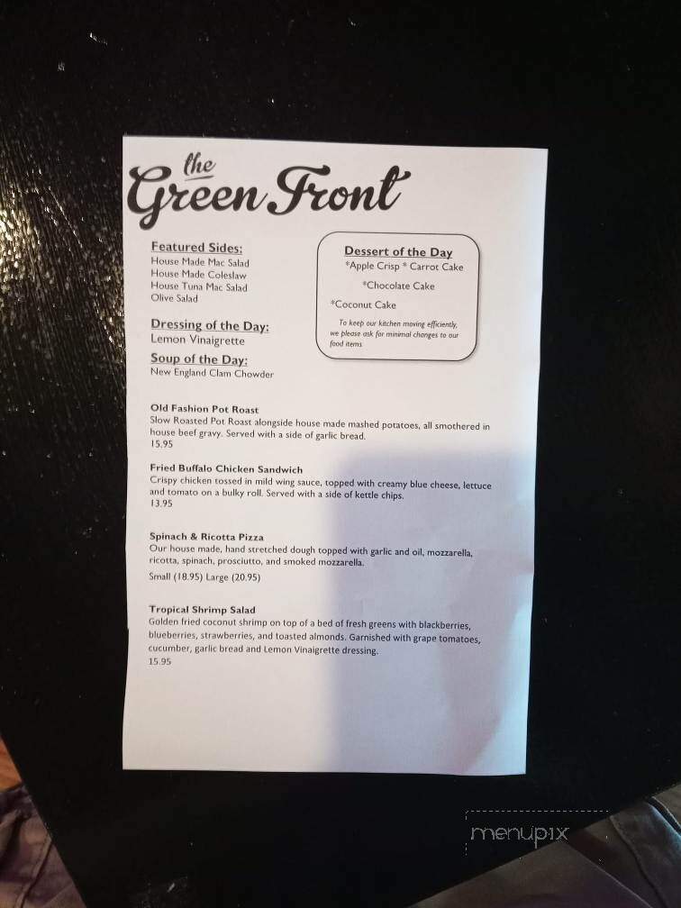 Green Front Restaurant - Canandaigua, NY menu_pic