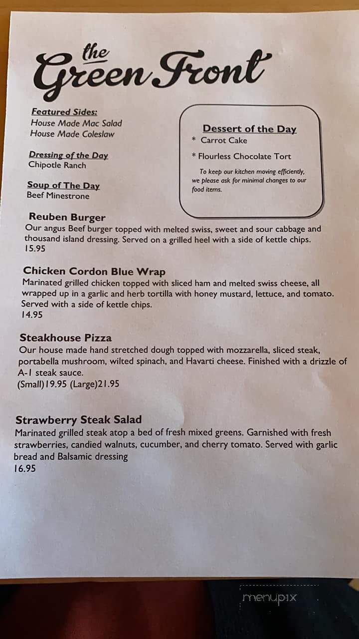 Green Front Restaurant - Canandaigua, NY menu_pic
