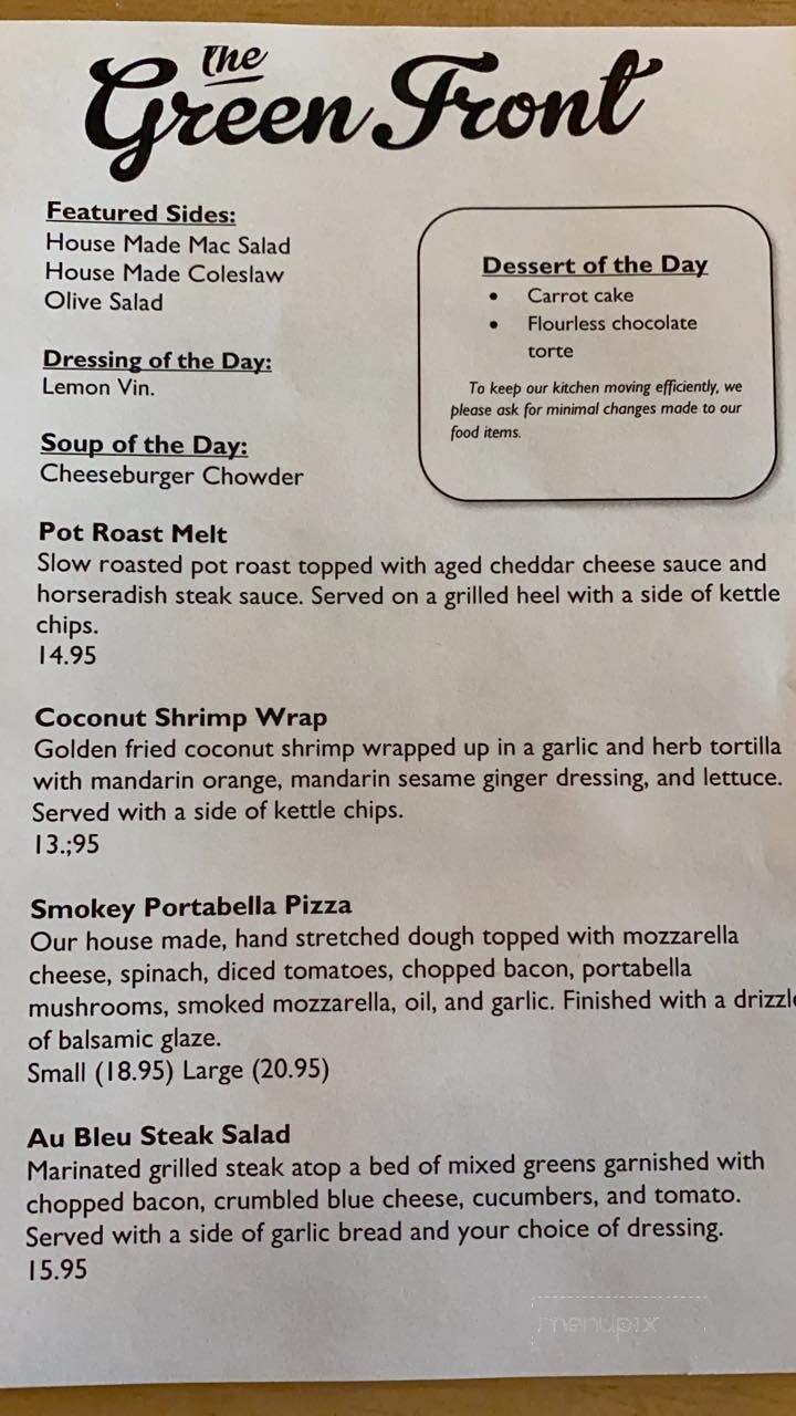 Green Front Restaurant - Canandaigua, NY menu_pic