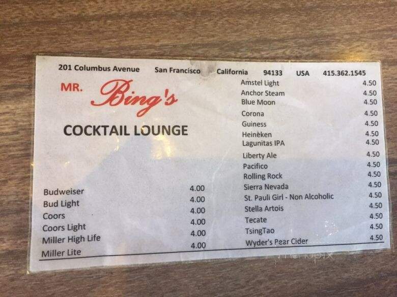 Mister Bing's - San Francisco, CA