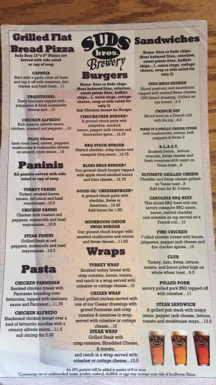 Suds Brothers Brewery - Evanston, WY menu_pic