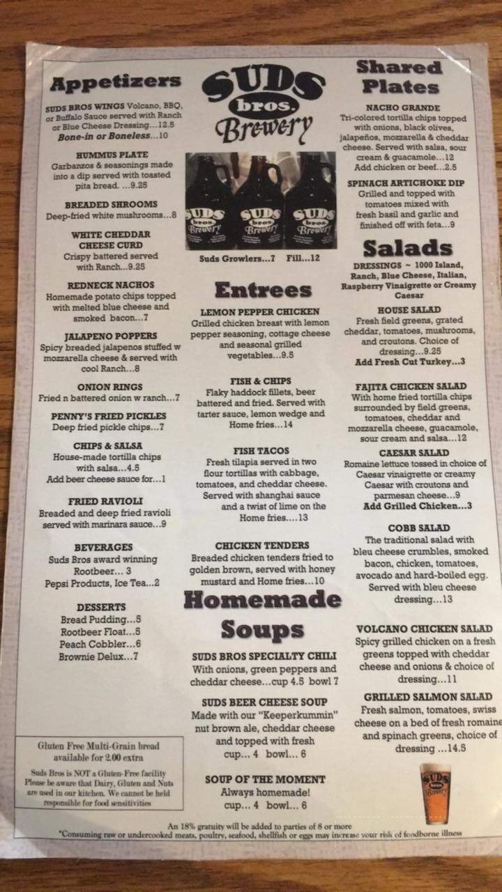 Suds Brothers Brewery - Evanston, WY menu_pic