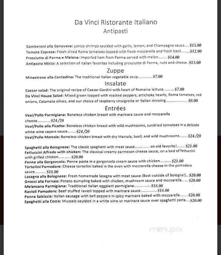 Da Vinci Ristorante Italiano - Katy, TX menu_pic