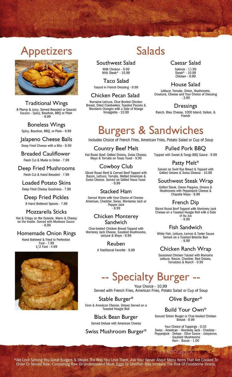 Stable Inn - Grand Haven, MI menu_pic