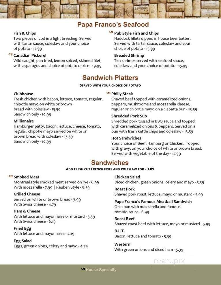 Papa Franco's Restaurant - Kapuskasing, ON menu_pic