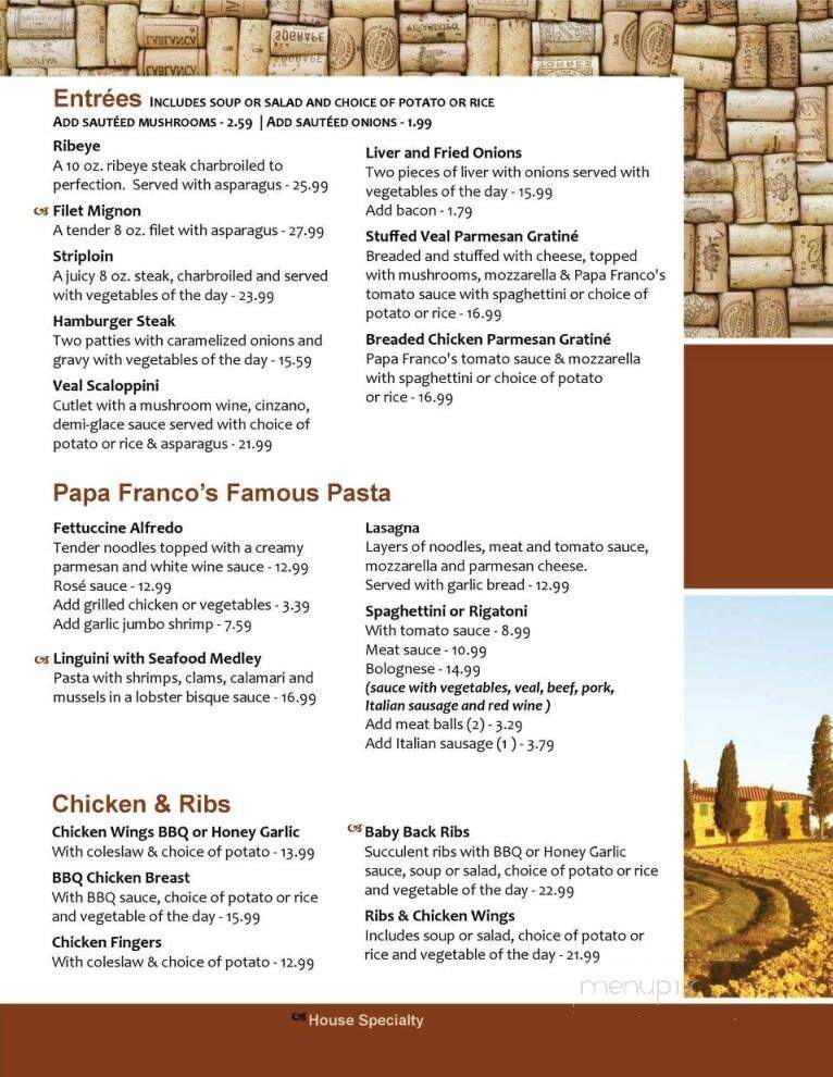 Papa Franco's Restaurant - Kapuskasing, ON menu_pic
