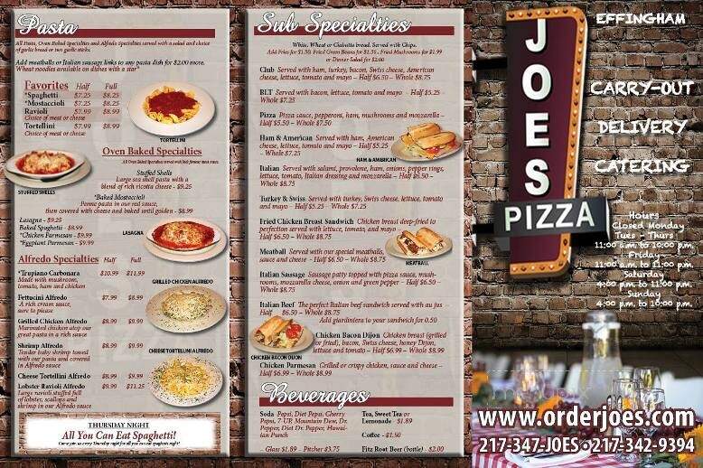 Joe's Pizza & Pasta - Effingham, IL menu_pic