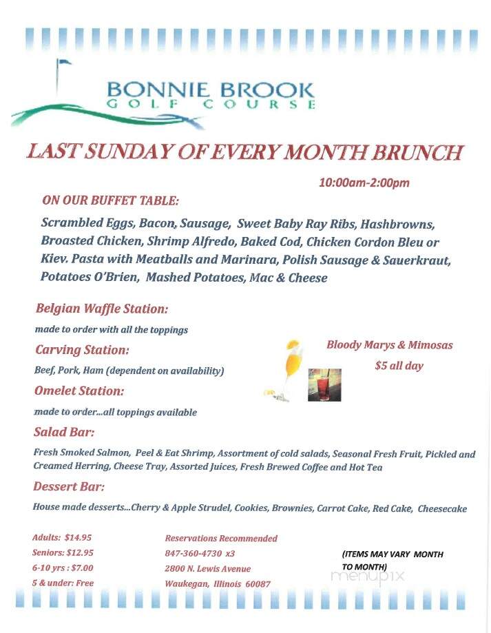 Bonnie Brook Golf Club - Waukegan, IL menu_pic
