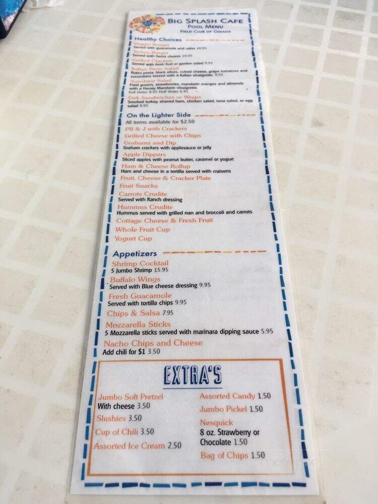 Field Club Of Omaha - Omaha, NE menu_pic