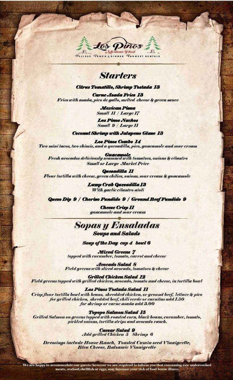 Pino's Family Restaurant - Las Vegas, NM menu_pic