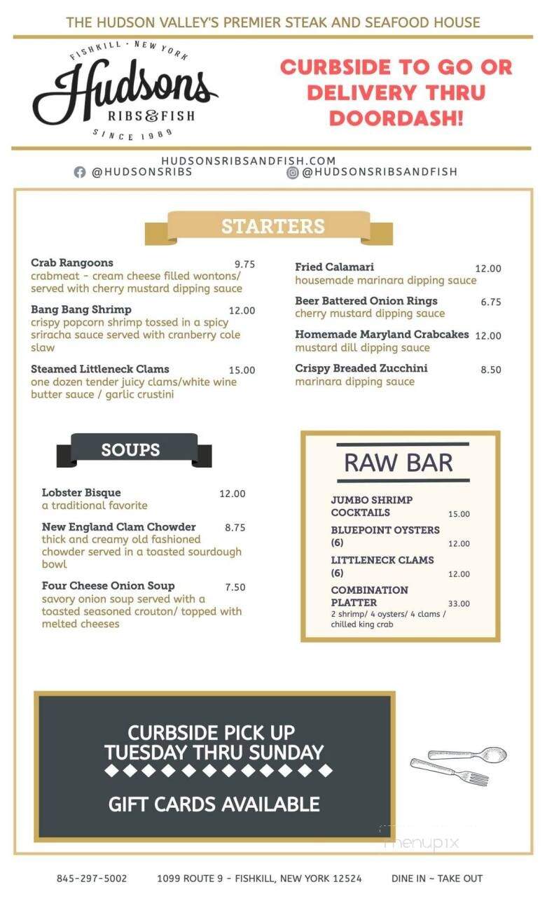 Hudson's Ribs & Fish - Fishkill, NY menu_pic