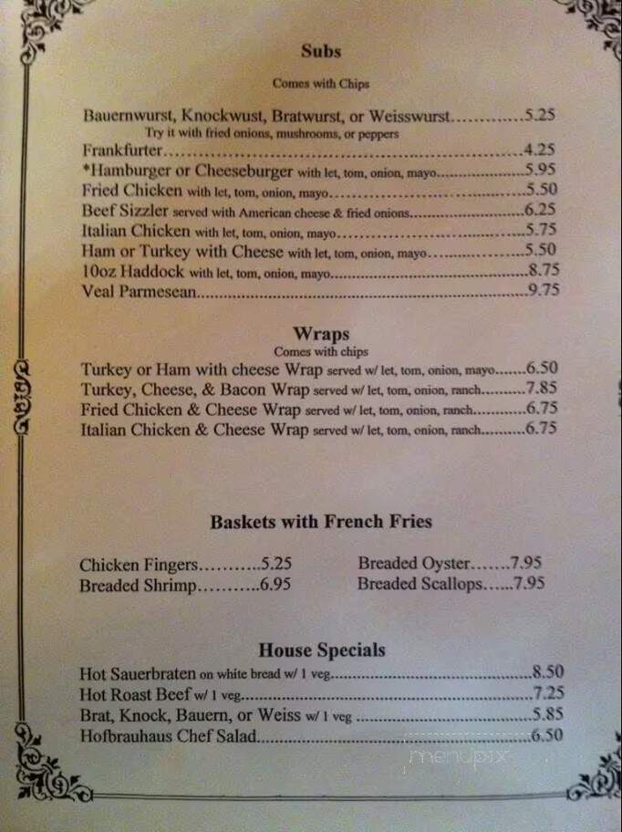 Hofbrauhaus - Abbottstown, PA menu_pic