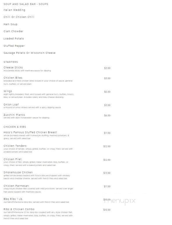 Hoss's Steak & Sea House - Murrysville, PA menu_pic