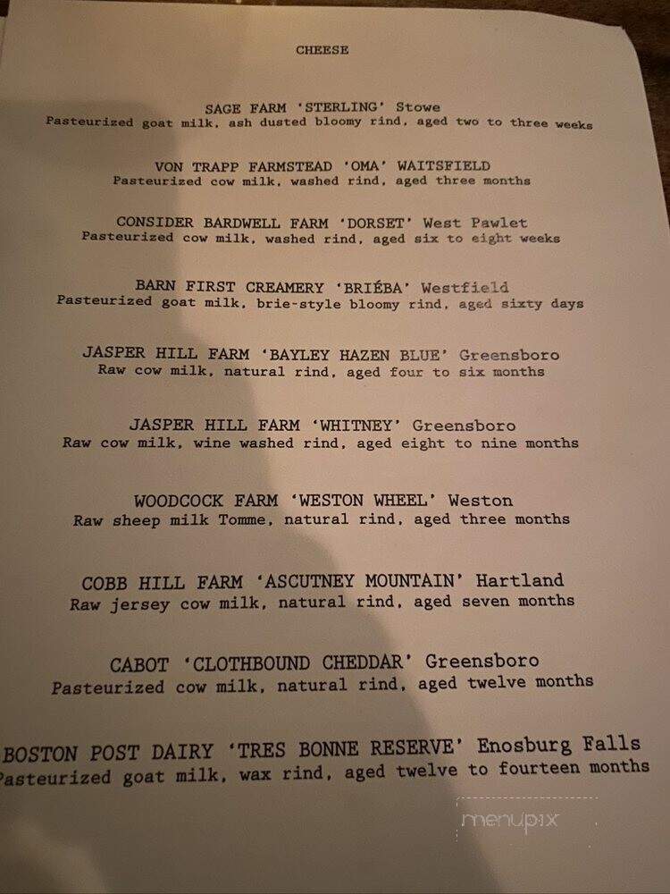 Hen Of The Wood - Waterbury, VT menu_pic