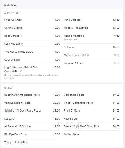 Lago Trattoria - Newport, VT menu_pic
