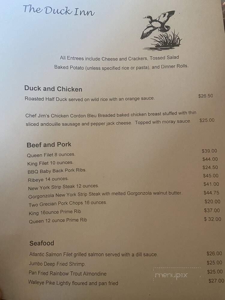 Duck Inn - Delavan, WI menu_pic