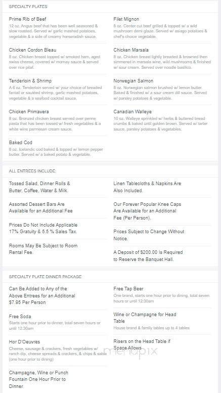 Swan Club - De Pere, WI menu_pic