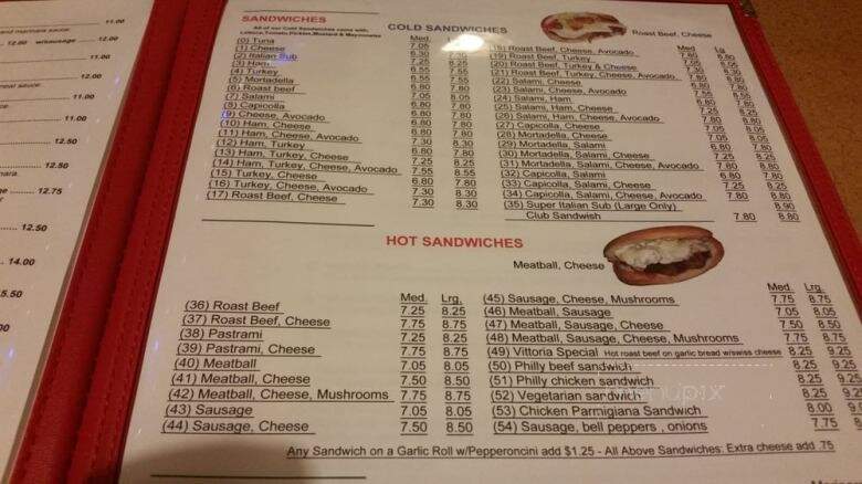 Vittoria Pizza - Alhambra, CA menu_pic