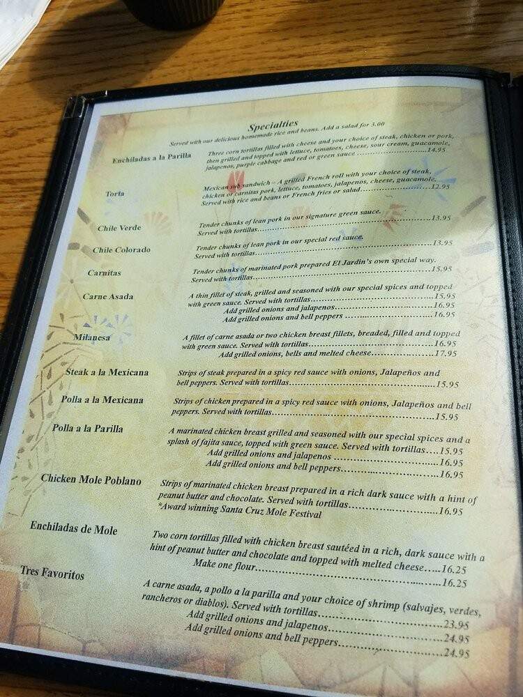 El Jardin - Murphys, CA menu_pic