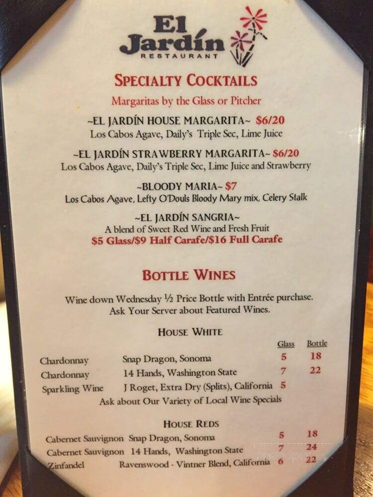 El Jardin - Murphys, CA menu_pic