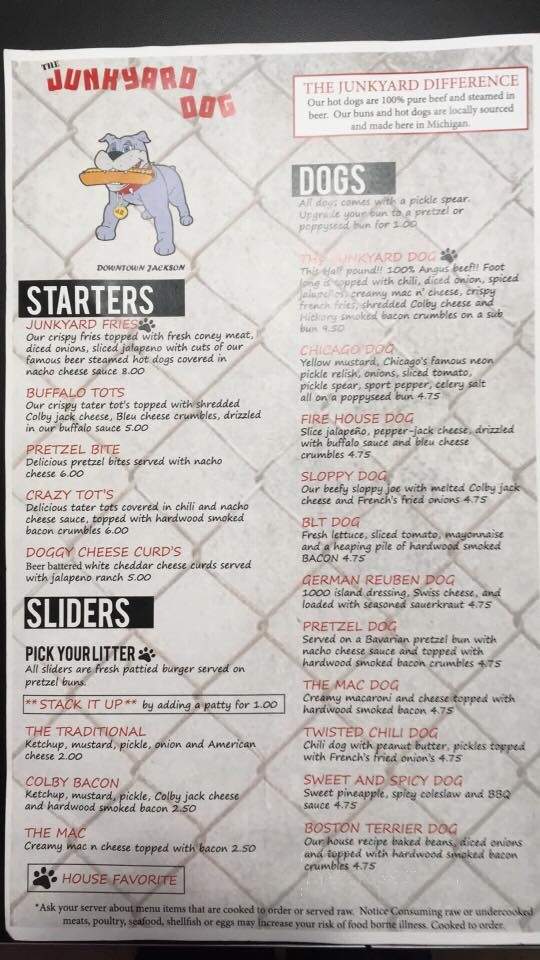 The Junkyard Dog - Jackson, MI menu_pic