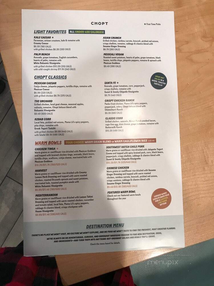Chopt Creative Salad Co. - Charlotte, NC menu_pic