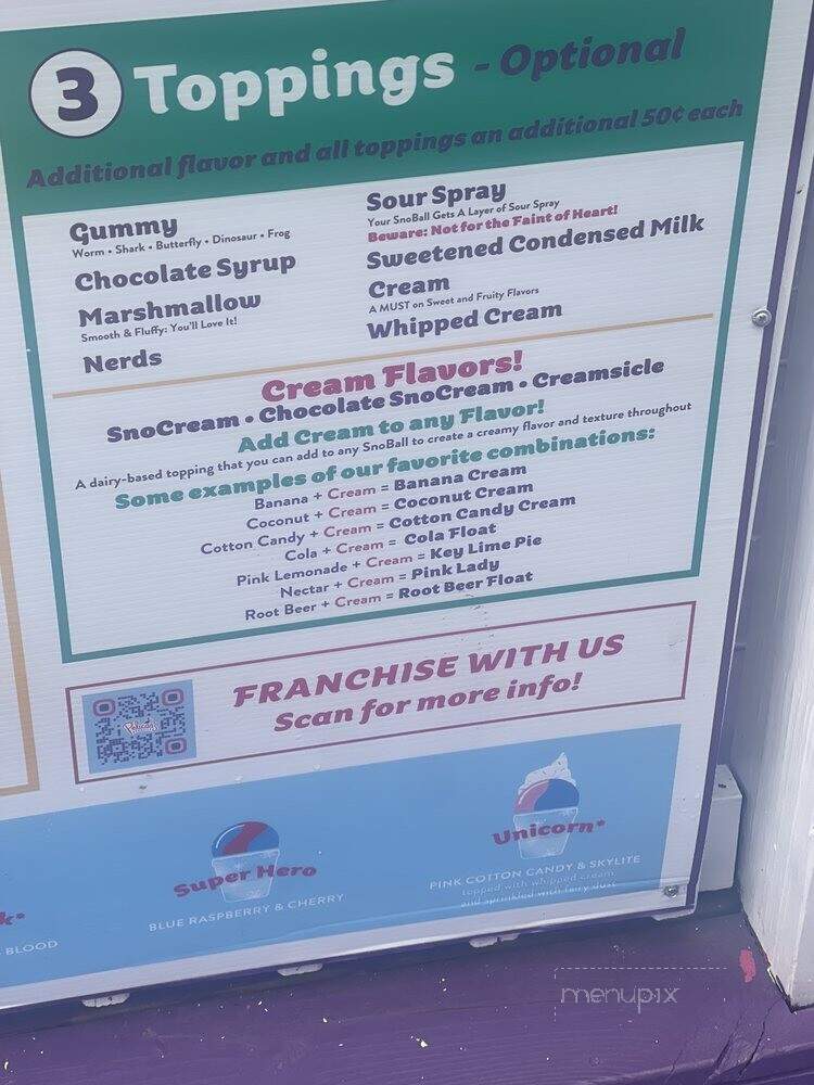 Pelican's Snoballs - Asheville, NC menu_pic