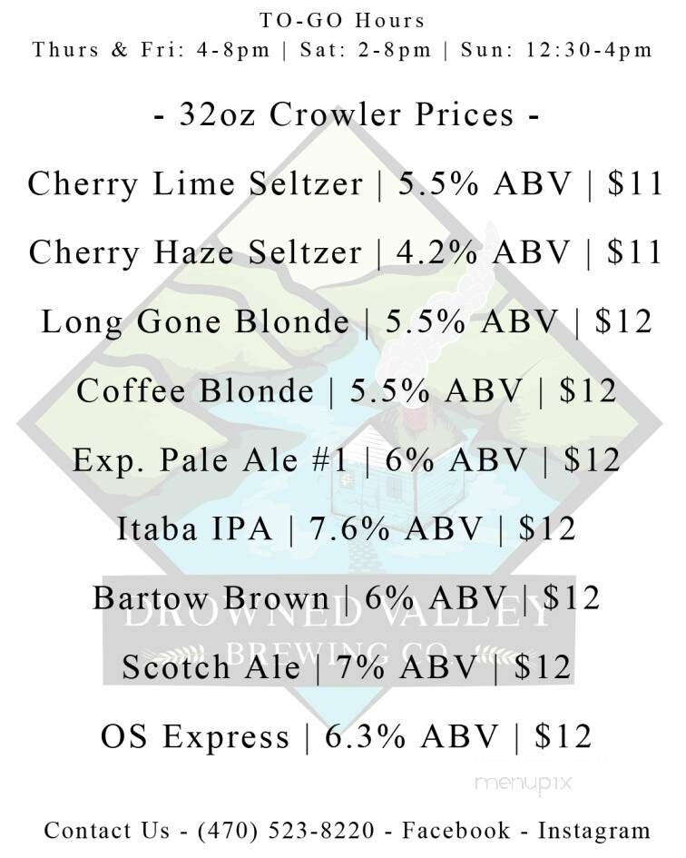 Drowned Valley Brewing Company - Cartersville, GA menu_pic