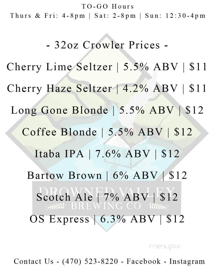 Drowned Valley Brewing Company - Cartersville, GA menu_pic