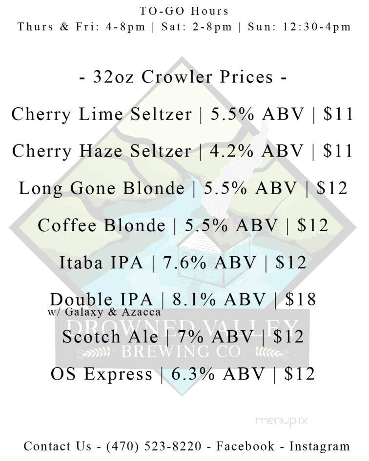 Drowned Valley Brewing Company - Cartersville, GA menu_pic
