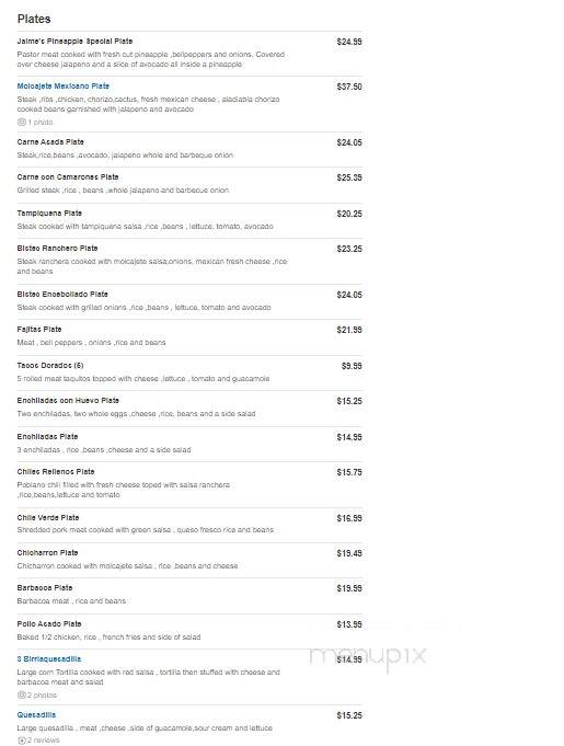 Jaime's Restaurant & Taqueria - Vancouver, WA menu_pic