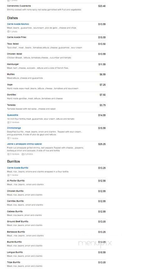 Jaime's Restaurant & Taqueria - Vancouver, WA menu_pic