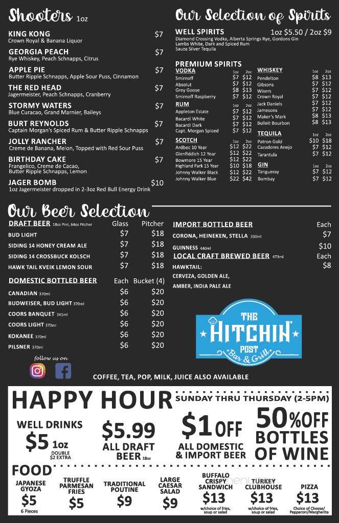 The Hitchin' Post Saloon & Grill - Ponoka, AB menu_pic