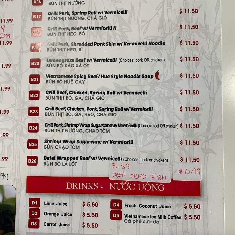 Pho Bat Trang - St Catharines, ON menu_pic