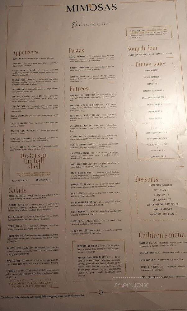 Mimosas - Whittier, CA menu_pic