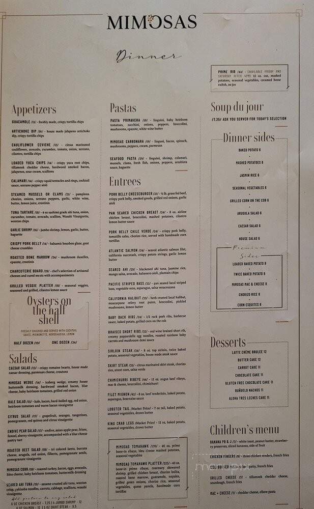 Mimosas - Whittier, CA menu_pic